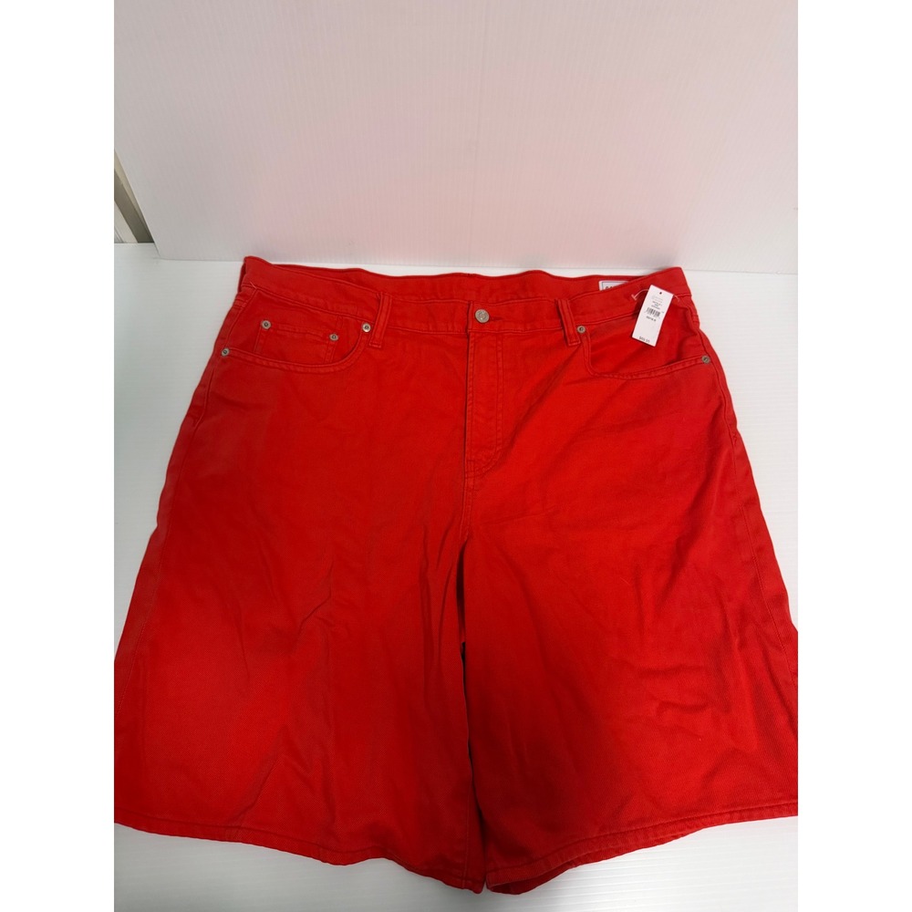 Gap Longline Shorts Red Ultrasoft Denim High Rise 5-Pocket 33 16R 780778-00-1
